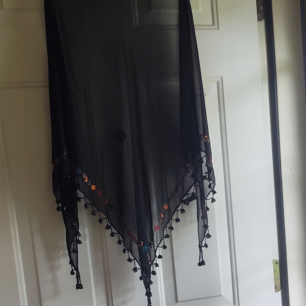 Kenneth Cole Black Sheer Scarf Shawl Wrap